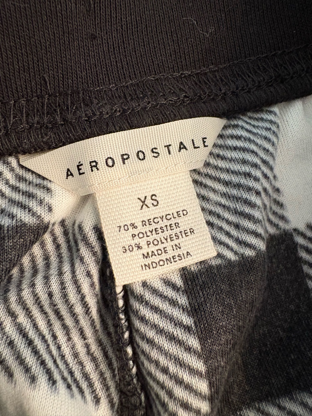 Aeropostale Gray Black Buffalo Plaid Polyfleece Sleep Joggers Sz XS Clean Girl - Picture 7 of 8